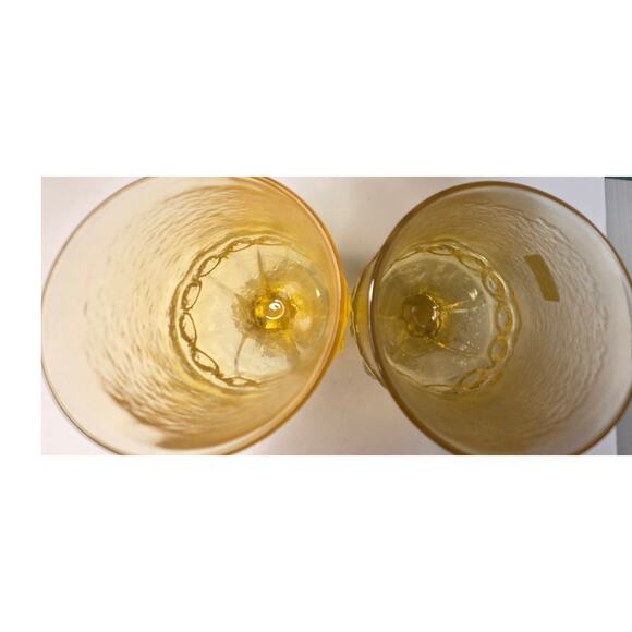 Tiffin Franciscan Madeira. Two Amber / Cornsilk Wine Water Goblets 5 1/2" - Picture 5 of 6